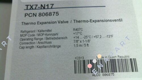 806875 Supapă de expansiune R407C TX7-N17 MOP+17 7/8"x1.1/8"