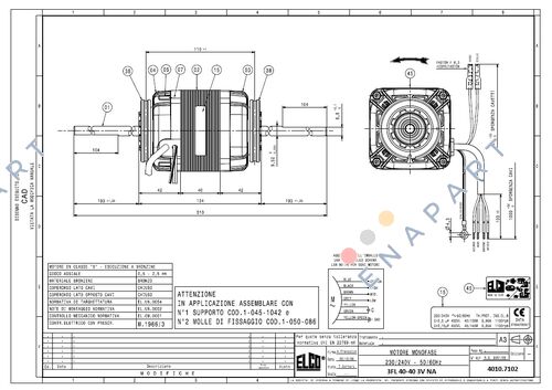 108206 / 1BT 40-40 3V NA 230V 50/60Hz MOTOR VENTILATOR