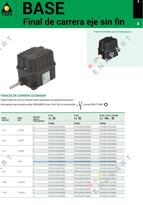 PFA9067A0050003 COMUTATOR DE LIMITĂ LA ROTAȚII DE BAZĂ